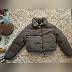 FASHION NOVA Grey Puffer Jacket - Fur Lined